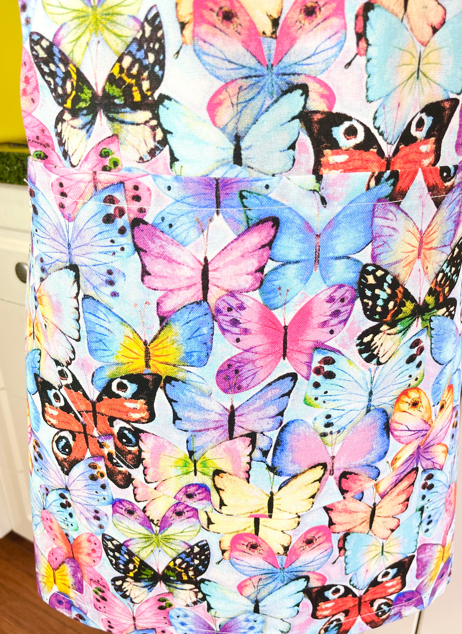 Beautiful Butterfly Patterned Teen or Petite Adult Sized Apron
