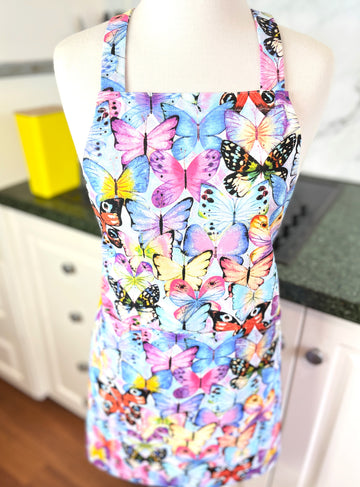 Beautiful Butterfly Patterned Teen or Petite Adult Sized Apron