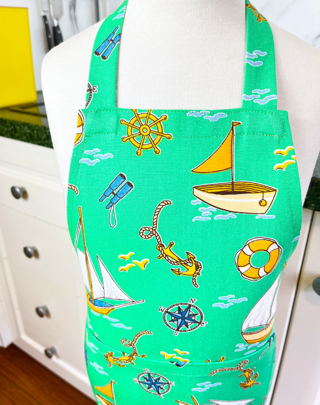 Gorgeous Green Boaty Themed Apron for your Kiddo