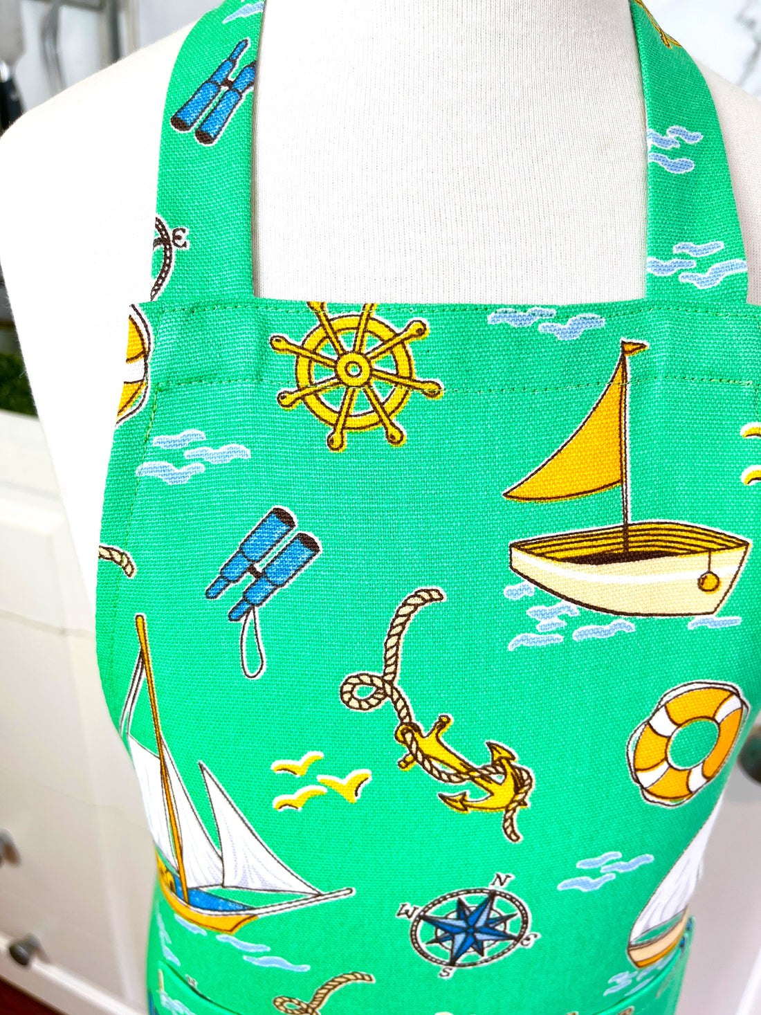 Gorgeous Green Boaty Themed Apron for your Kiddo