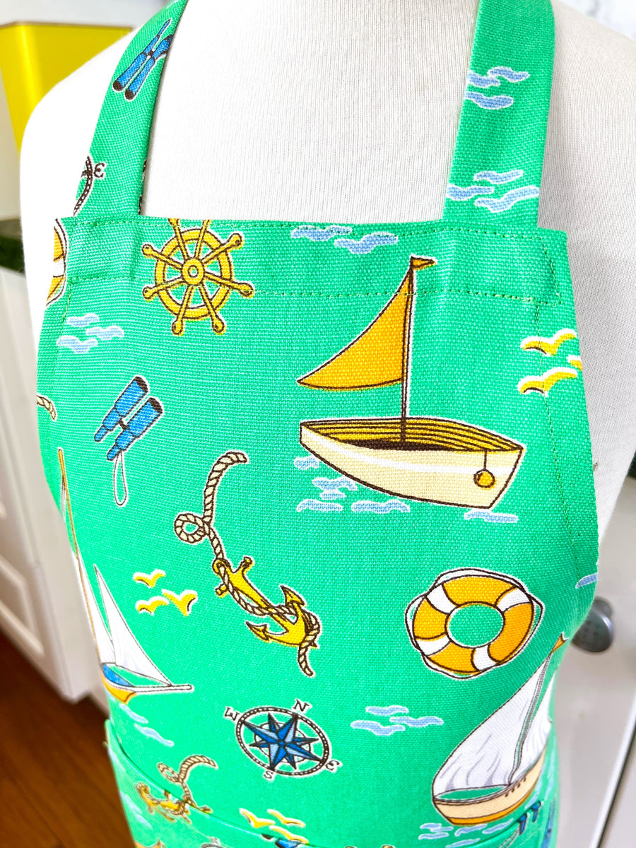 Gorgeous Green Boaty Themed Apron for your Kiddo