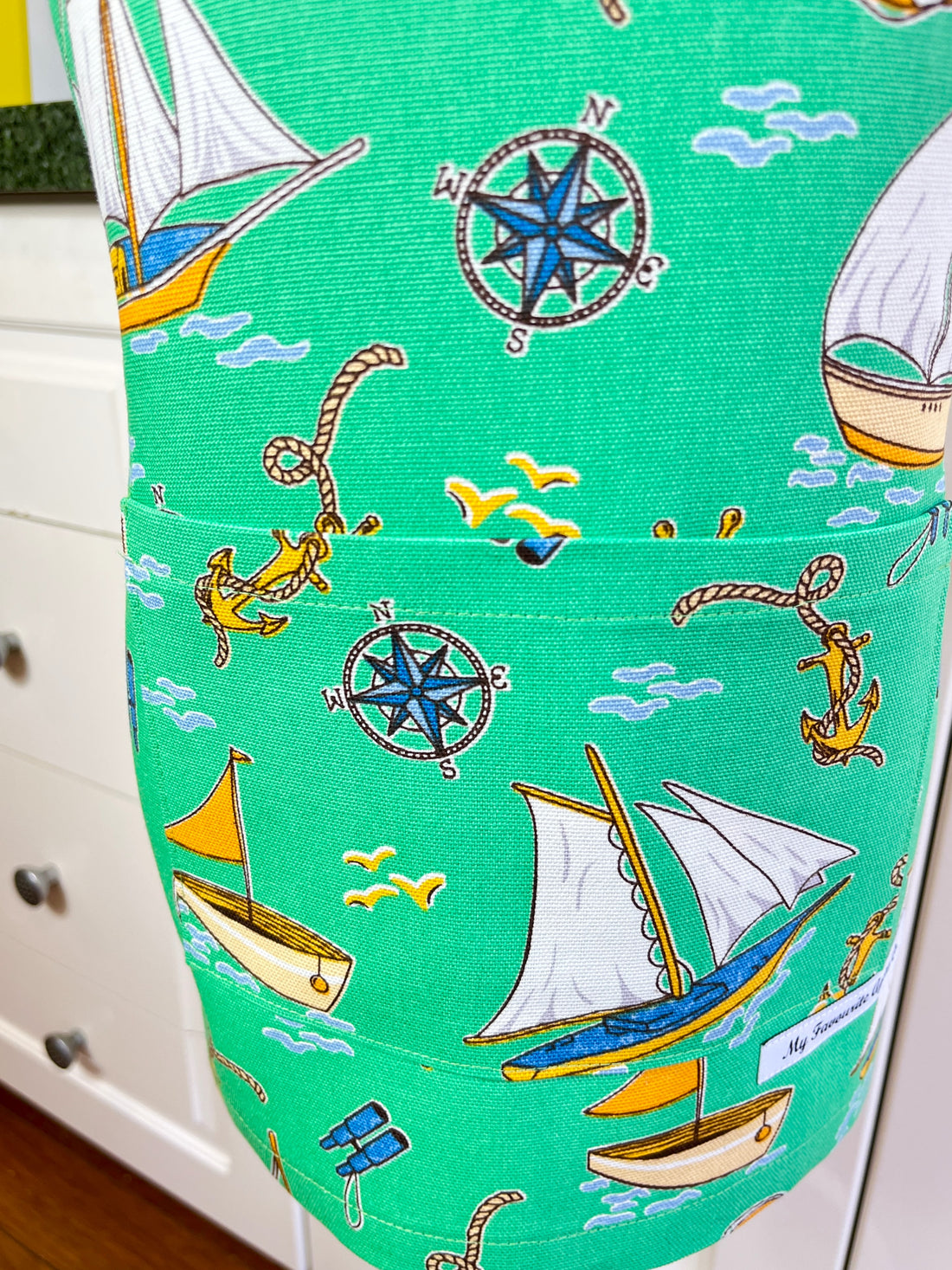 Gorgeous Green Boaty Themed Apron for your Kiddo