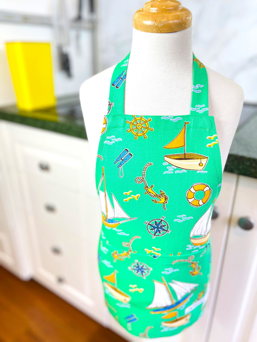 Gorgeous Green Boaty Themed Apron for your Kiddo