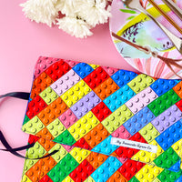 Lego Block Style Cutlery Roll - Perfect for Pencils Too