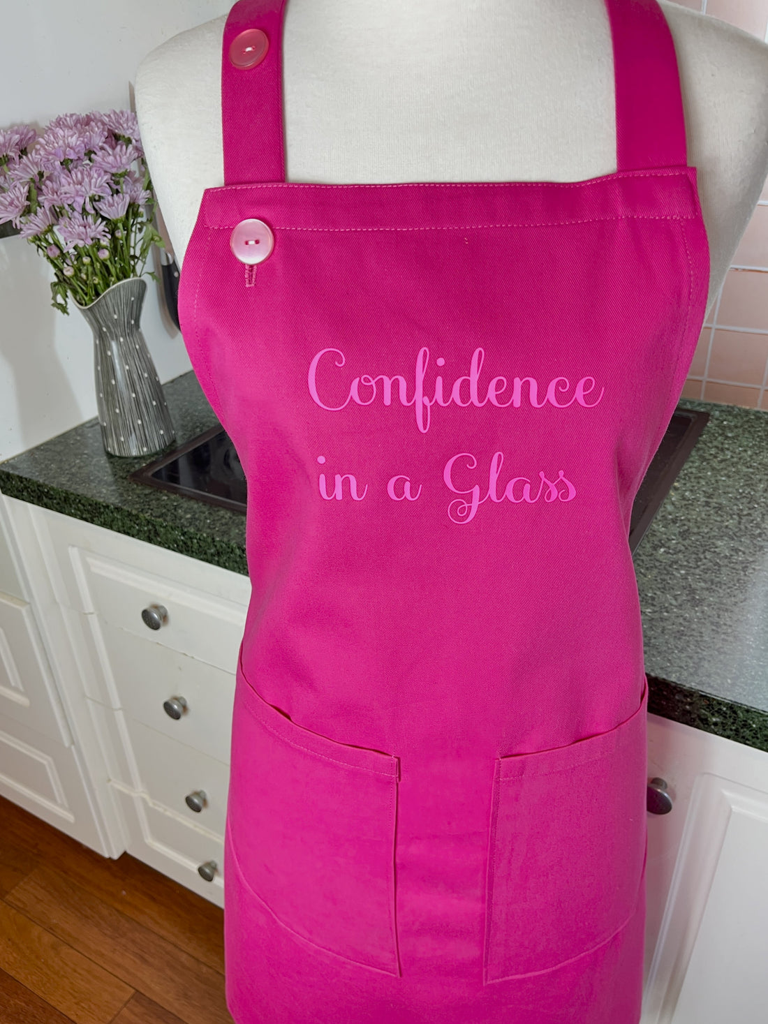 Confidence in a Glass! A Fun and Bold Statement on an Apron. Such a Fab Gift.
