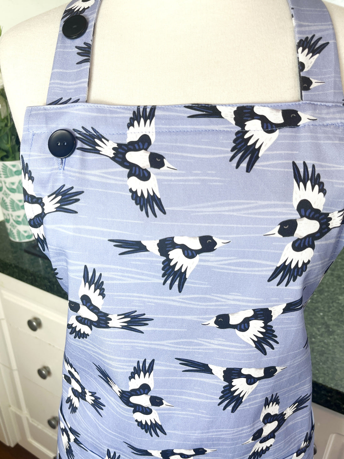 A Stunning Magpie Apron, Ideal for Your Favourite Bird Loving Foodie