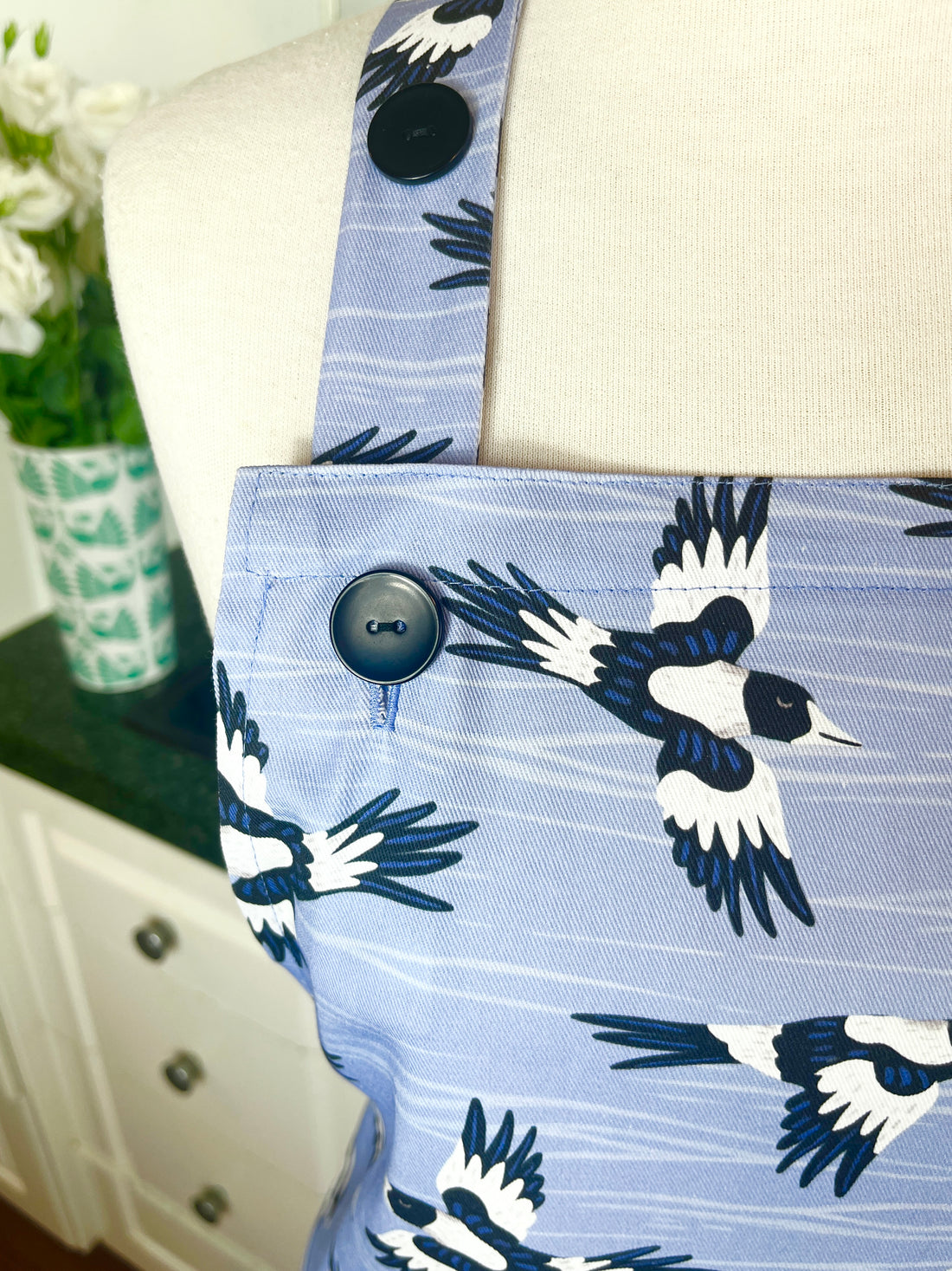 A Stunning Magpie Apron, Ideal for Your Favourite Bird Loving Foodie