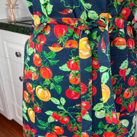A Bold, Blue, Tomato Covered Apron - Ideal for Any Teen on Petite Adult Foodie