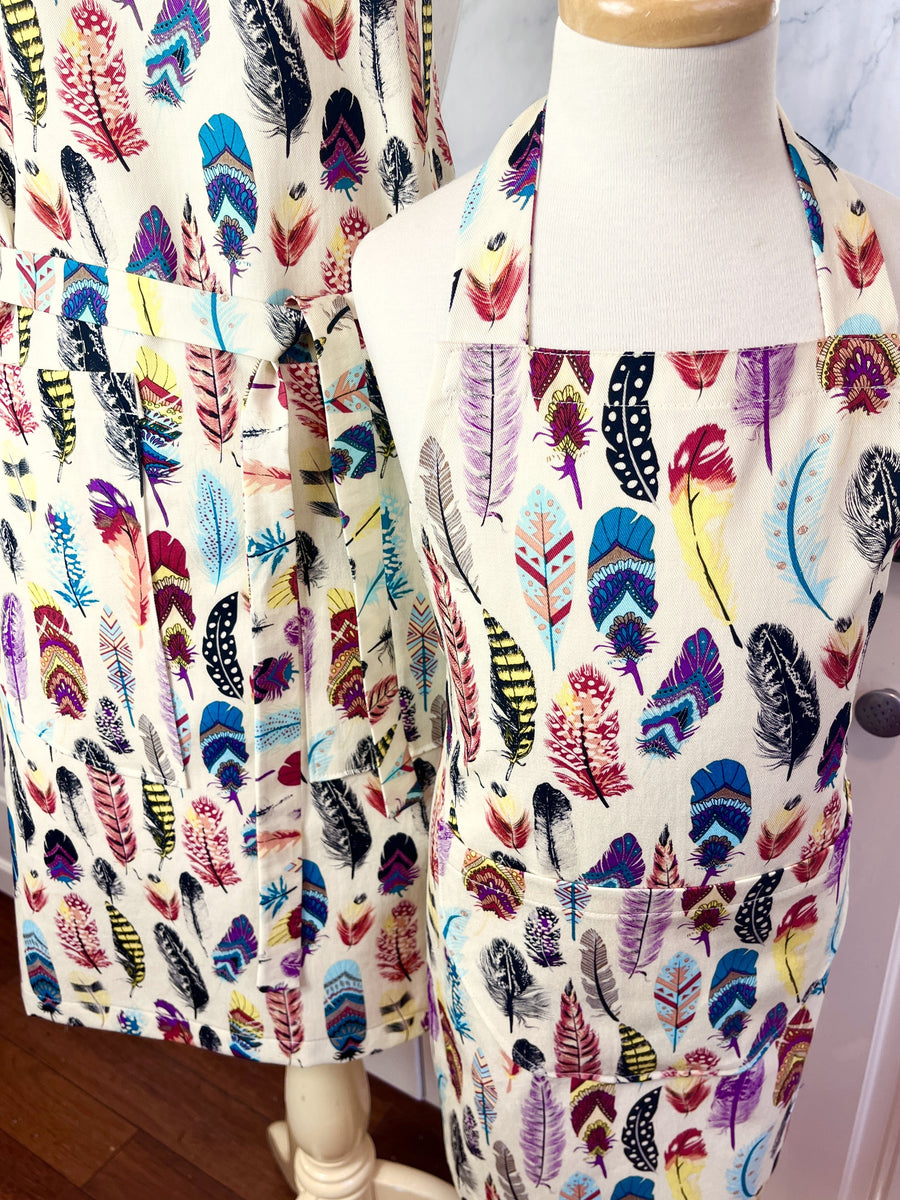 This Adult Sized Apron has a Fabulous Feather Pattern