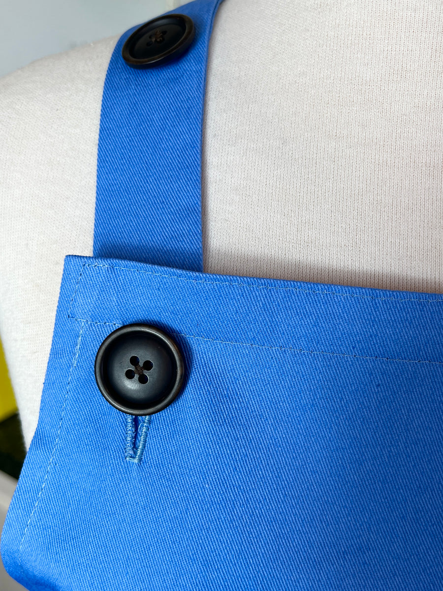 Beautiful Blue Apron with Fabulous Floral Pockets
