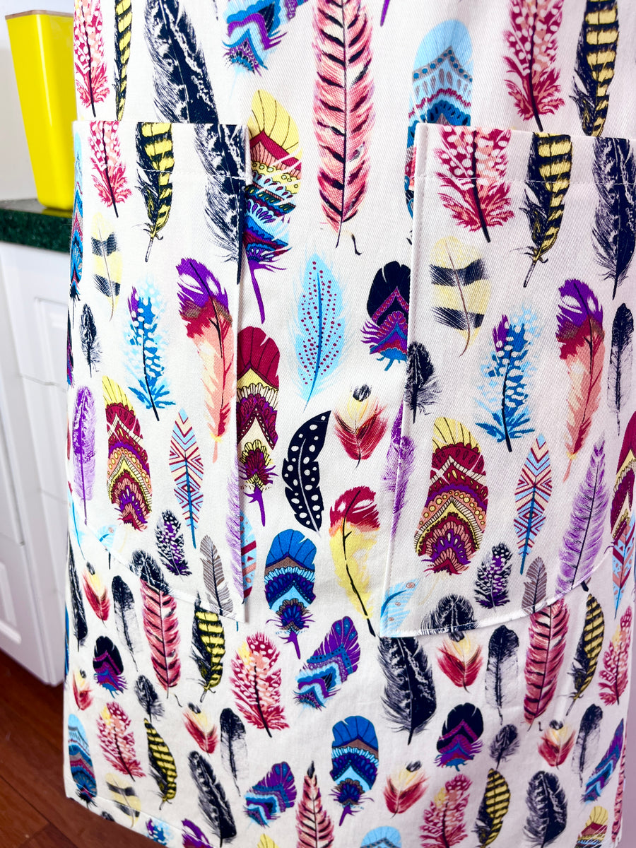 This Adult Sized Apron has a Fabulous Feather Pattern