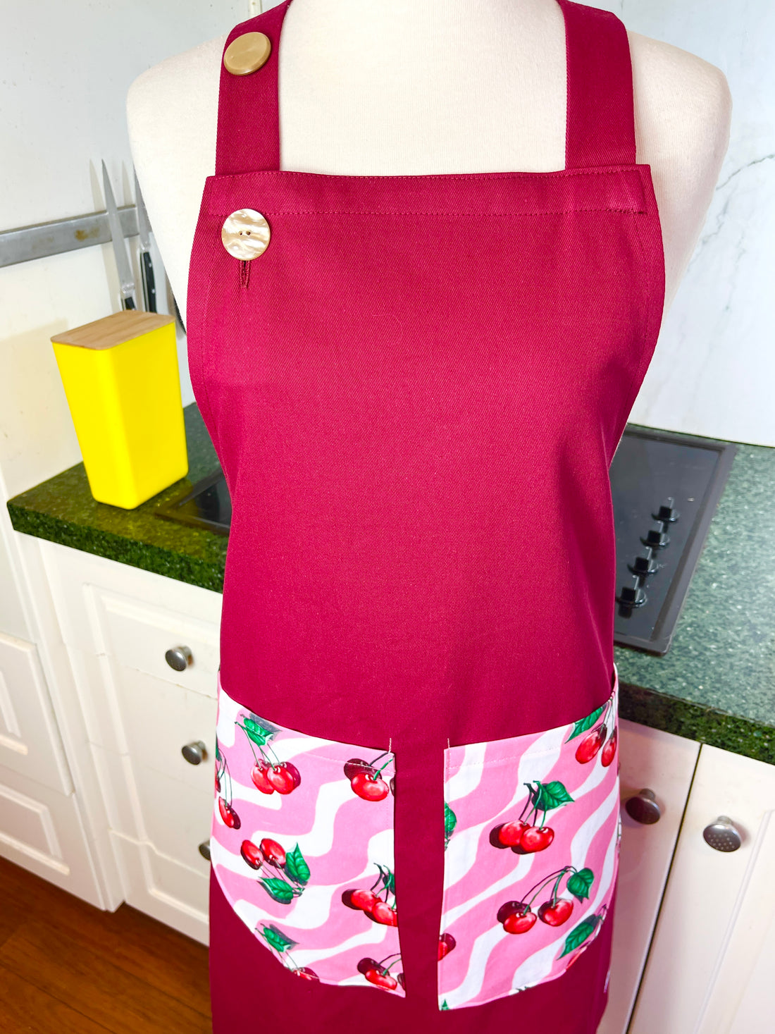 Cheery Cherry Pockets Bring Out the Fun Nature of This Bold Apron