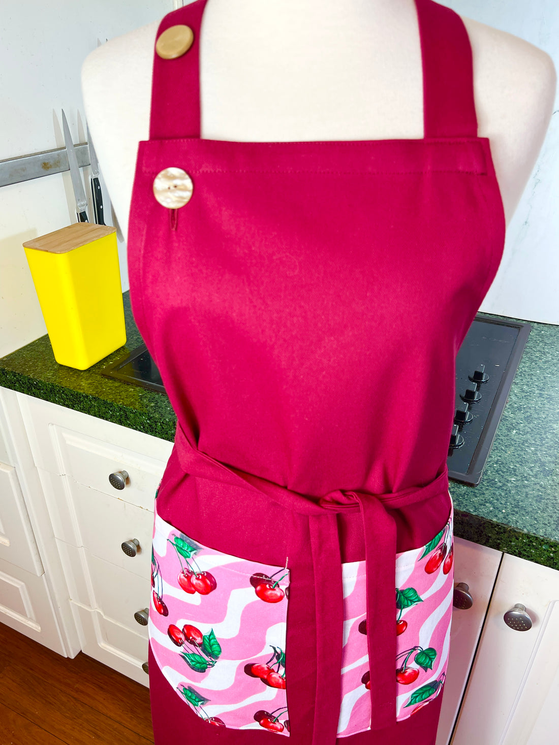 Cheery Cherry Pockets Bring Out the Fun Nature of This Bold Apron