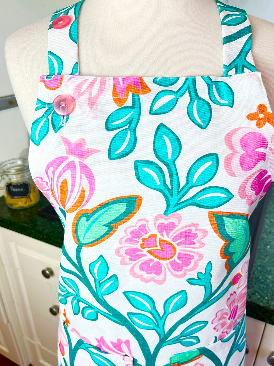 Teal and Pink Swirls Make this Adult Sized Apron an absolute Beauty