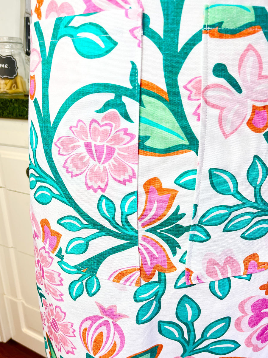 Teal and Pink Swirls Make this Adult Sized Apron an absolute Beauty