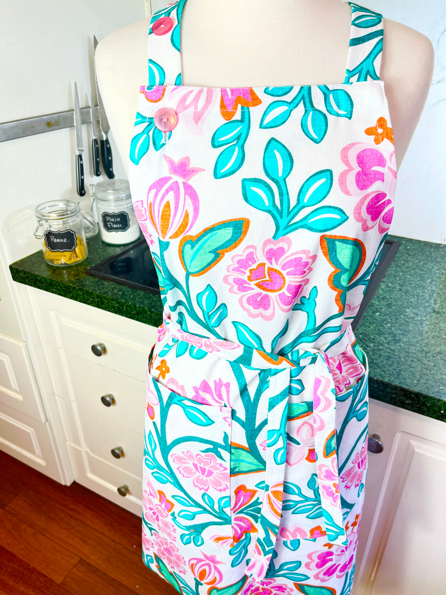 Teal and Pink Swirls Make this Adult Sized Apron an absolute Beauty