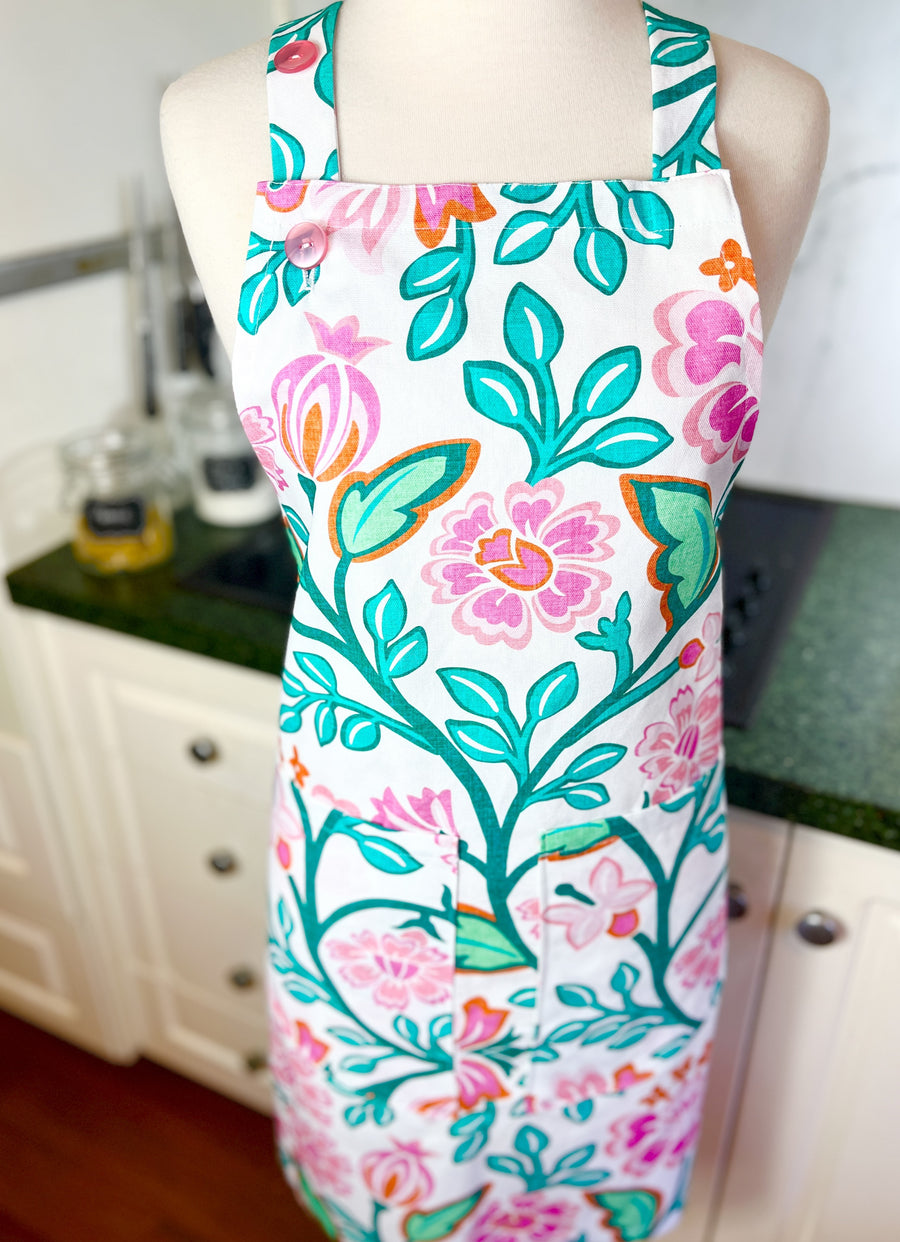 Teal and Pink Swirls Make this Adult Sized Apron an absolute Beauty
