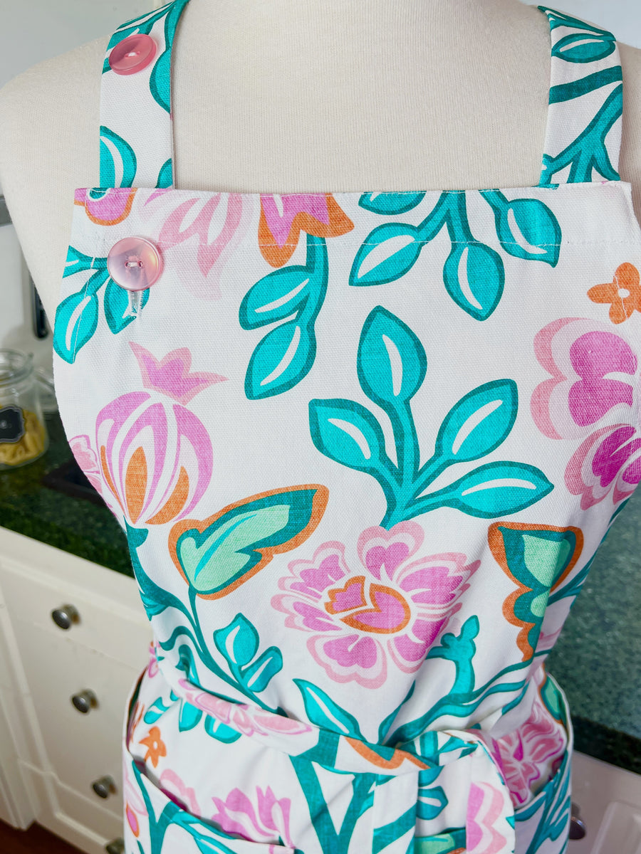 Teal and Pink Swirls Make this Adult Sized Apron an absolute Beauty