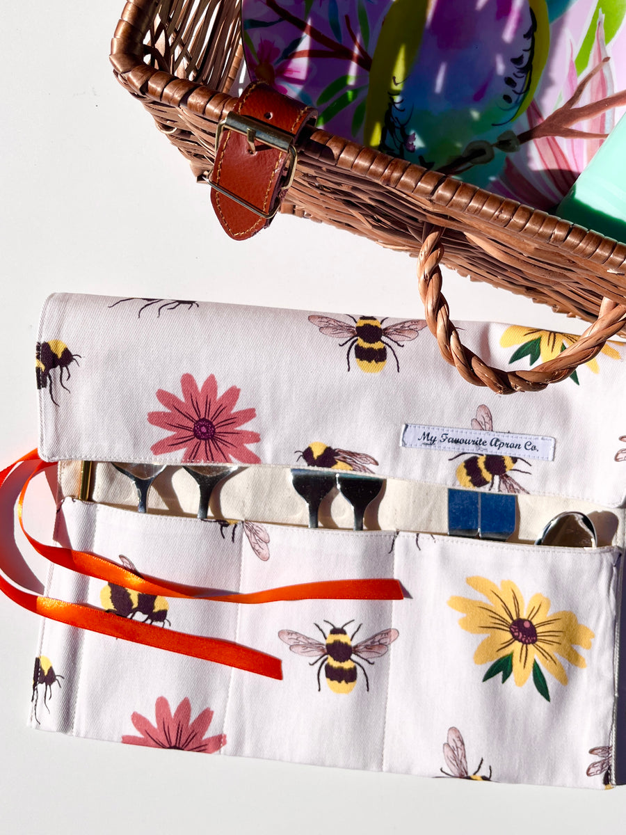 Super Handy Fabric Roll - Ideal for Cutlery, Make-Up Brushes, Anything!