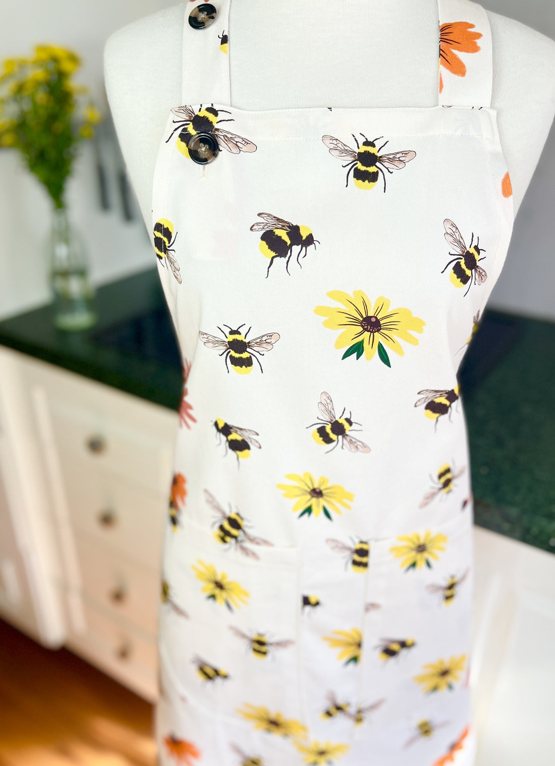 Big Bees and Flowers Make this Apron Especially Beautiful