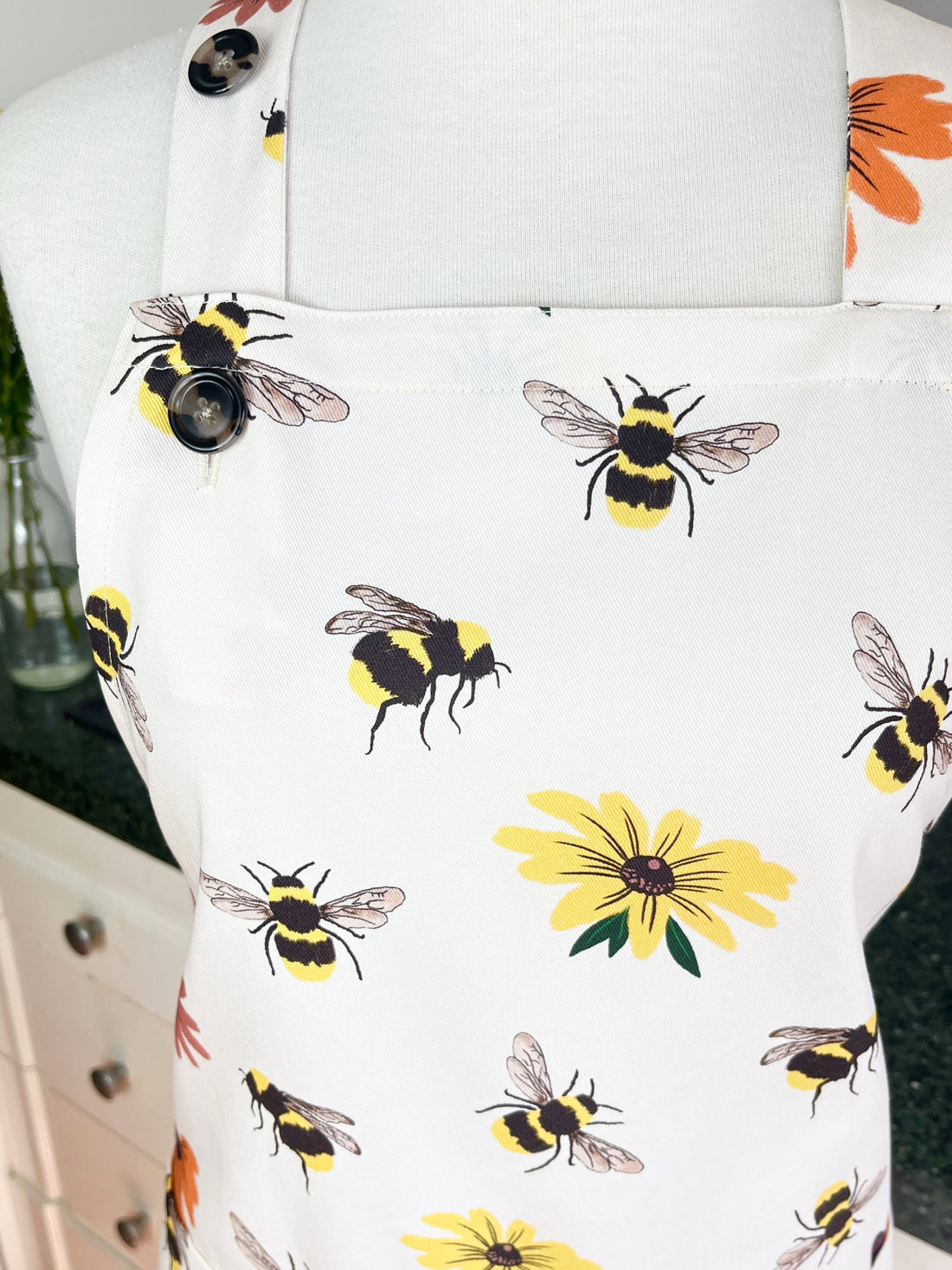 Big Bees and Flowers Make this Apron Especially Beautiful