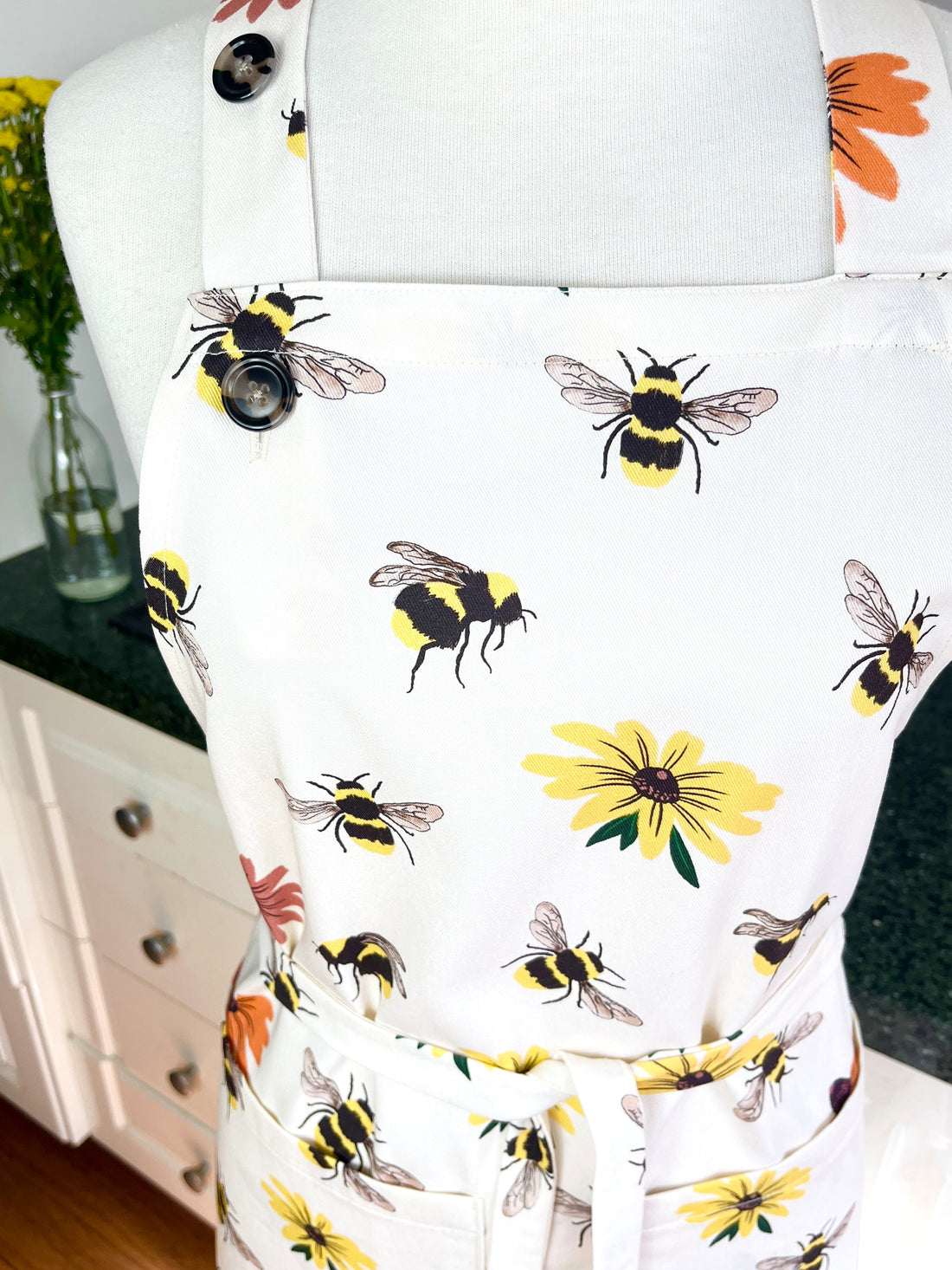 Big Bees and Flowers Make this Apron Especially Beautiful