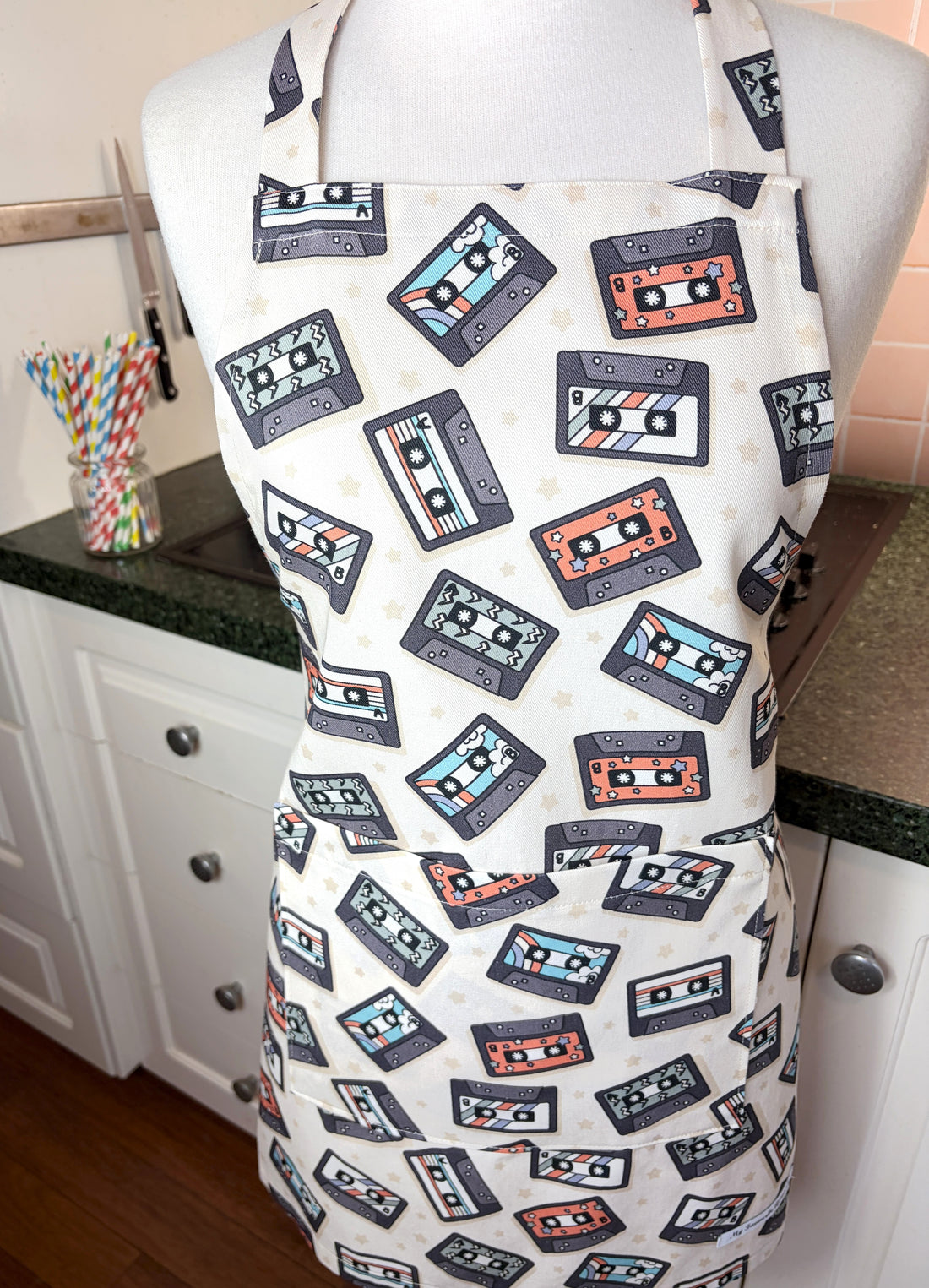 Cool Cassettes Make This a Funky Retro Teen or Petite Adult Apron