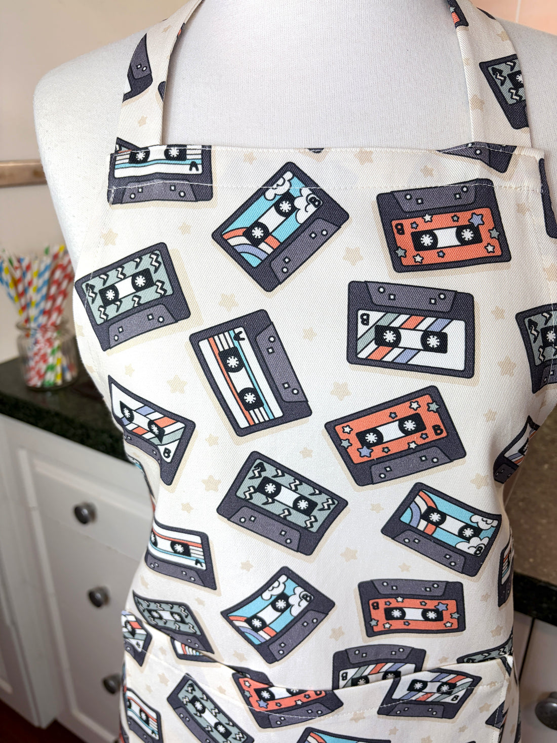 Cool Cassettes Make This a Funky Retro Teen or Petite Adult Apron