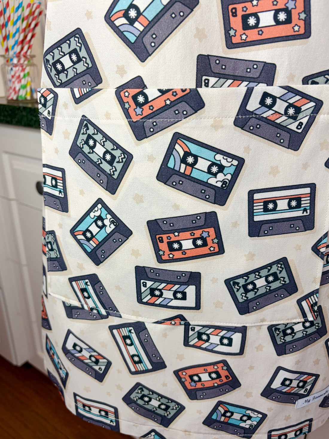 Cool Cassettes Make This a Funky Retro Teen or Petite Adult Apron