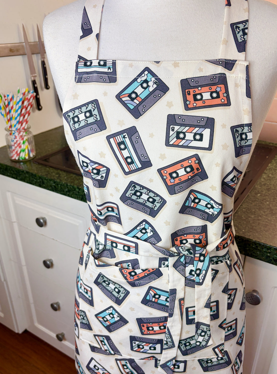 Cool Cassettes Make This a Funky Retro Teen or Petite Adult Apron