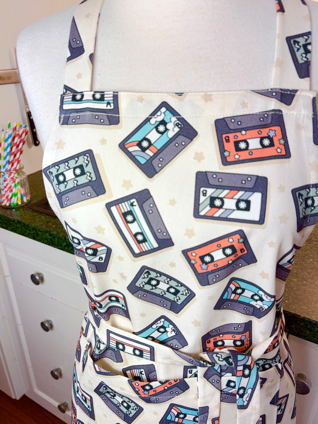 Cool Cassettes Make This a Funky Retro Teen or Petite Adult Apron