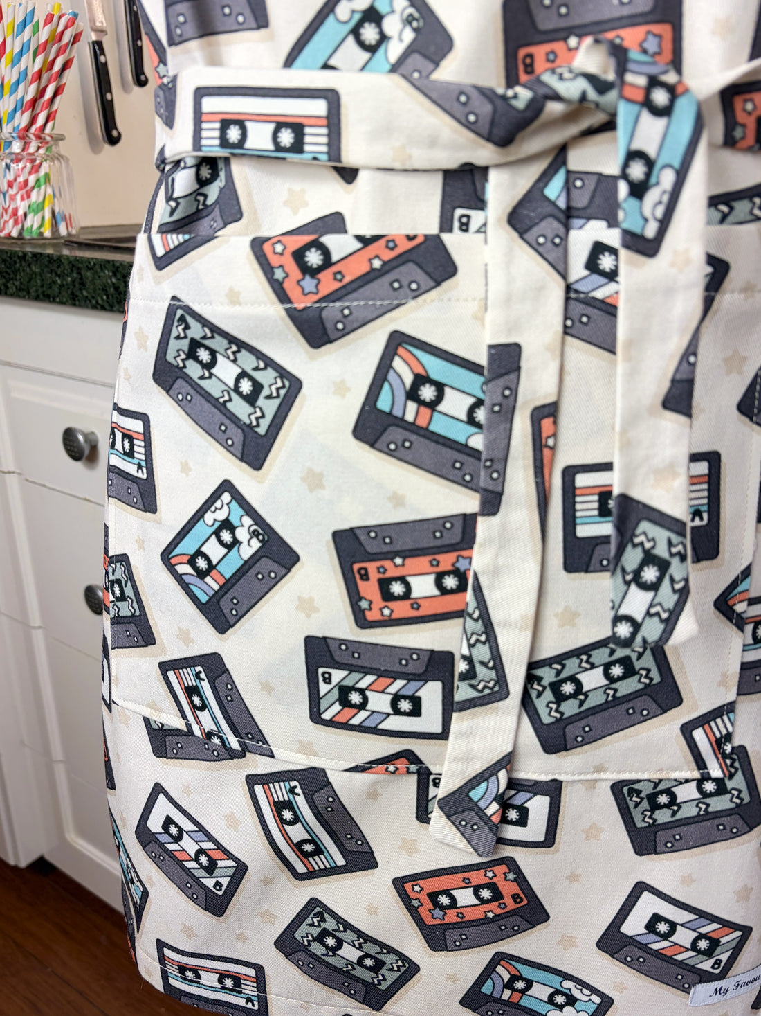 Cool Cassettes Make This a Funky Retro Teen or Petite Adult Apron