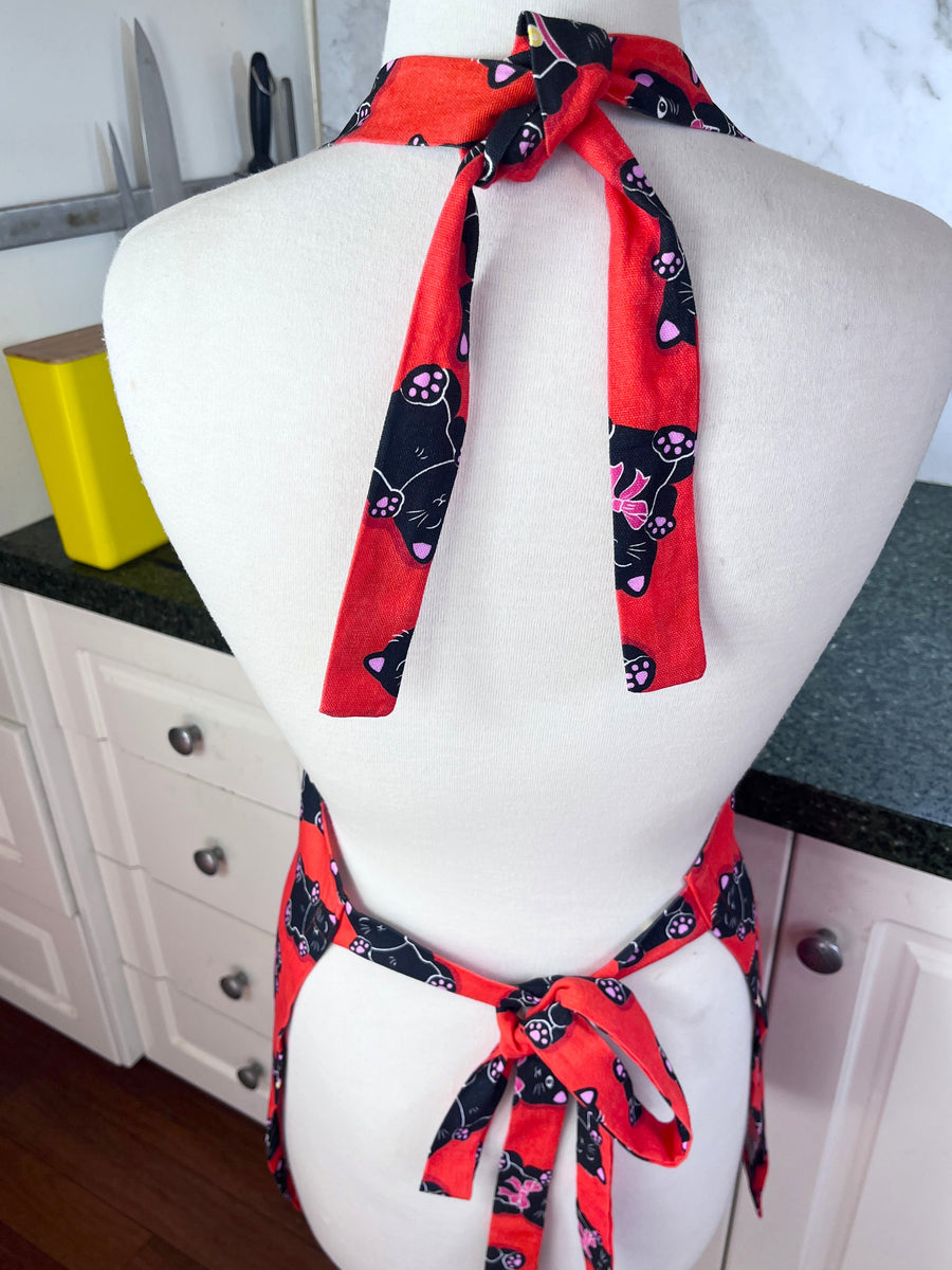 This Bold Red Cat Apron is Perfect for Your Favourite Petite Adult or Teen Cook