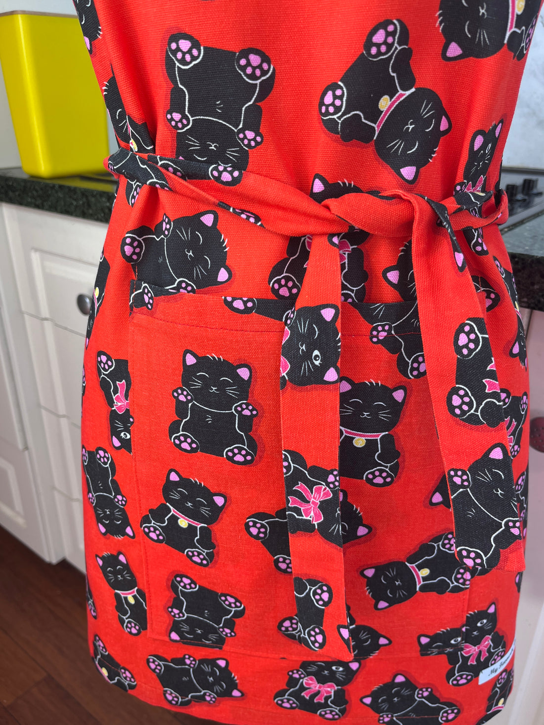This Bold Red Cat Apron is Perfect for Your Favourite Petite Adult or Teen Cook