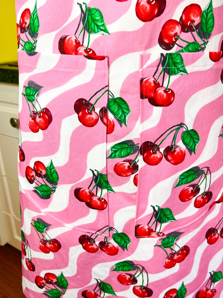 Retro Cherry Apron Perfect for Any Funky Foodie