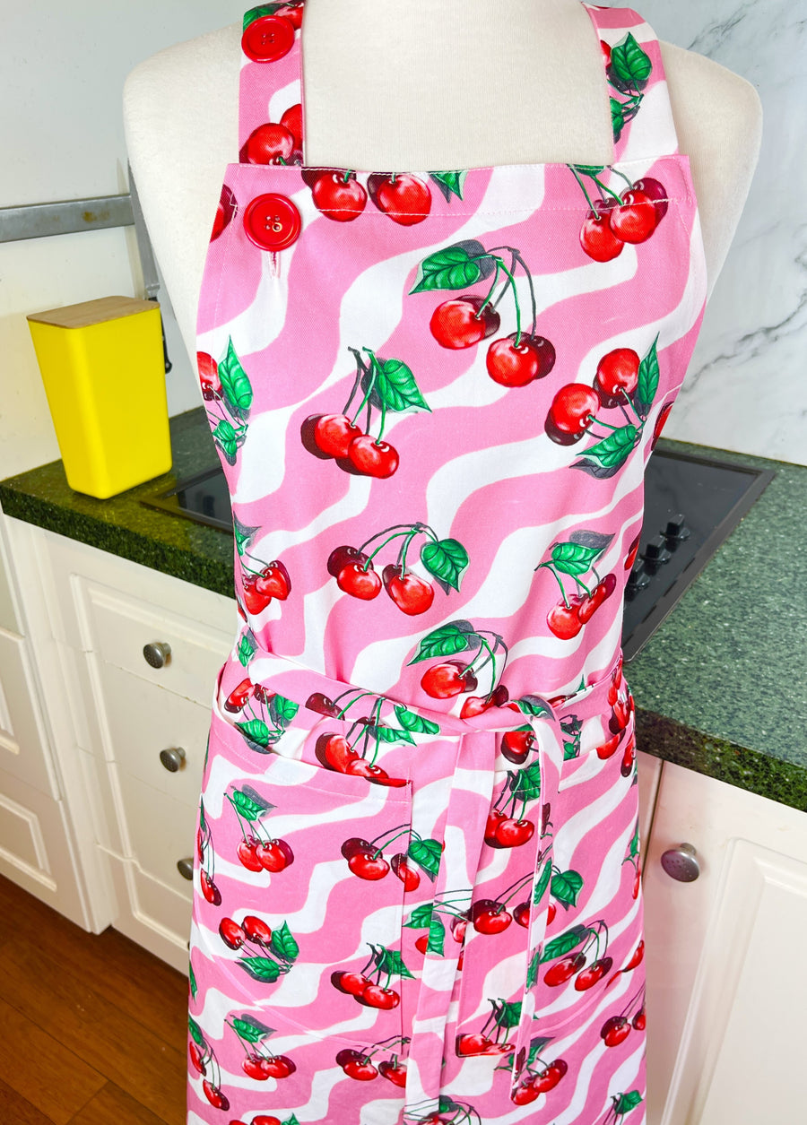 Retro Cherry Apron Perfect for Any Funky Foodie