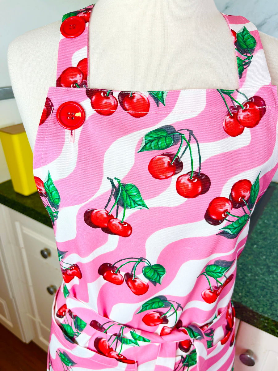 Retro Cherry Apron Perfect for Any Funky Foodie