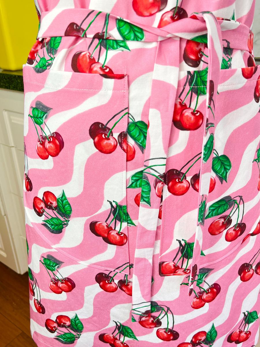 Retro Cherry Apron Perfect for Any Funky Foodie