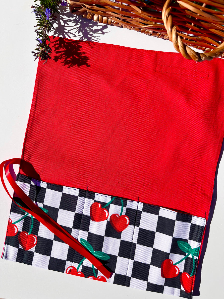 Cherry Cutlery, Make-Up or Craft Roll - Perfect for Camping, Shopping, Travelling
