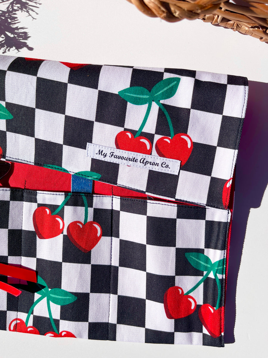 Cherry Cutlery, Make-Up or Craft Roll - Perfect for Camping, Shopping, Travelling