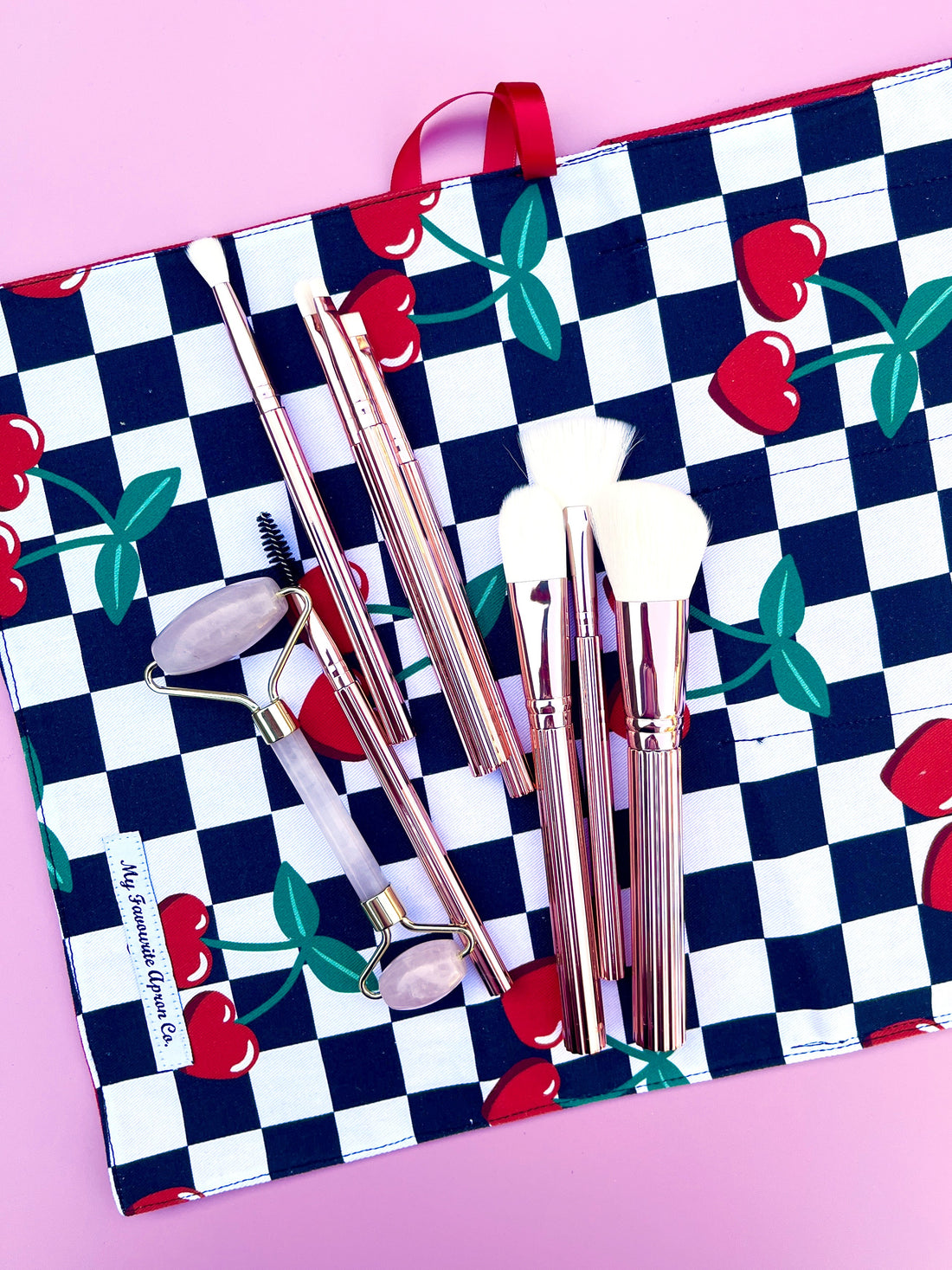 Cherry Cutlery, Make-Up or Craft Roll - Perfect for Camping, Shopping, Travelling