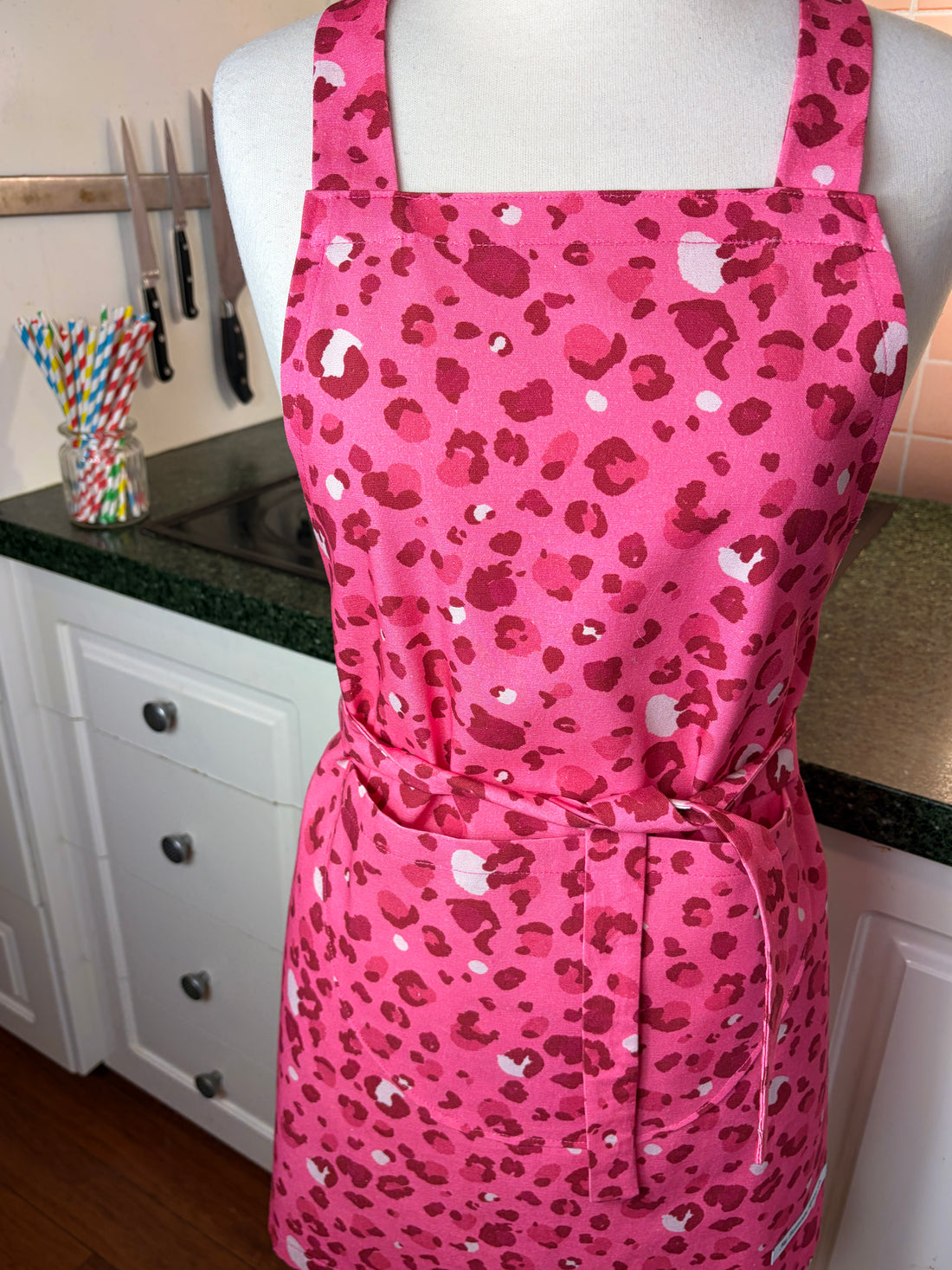 Hot Pink Leopard Print Has This Teen or Petite Adult Apron Standout from the Crowd
