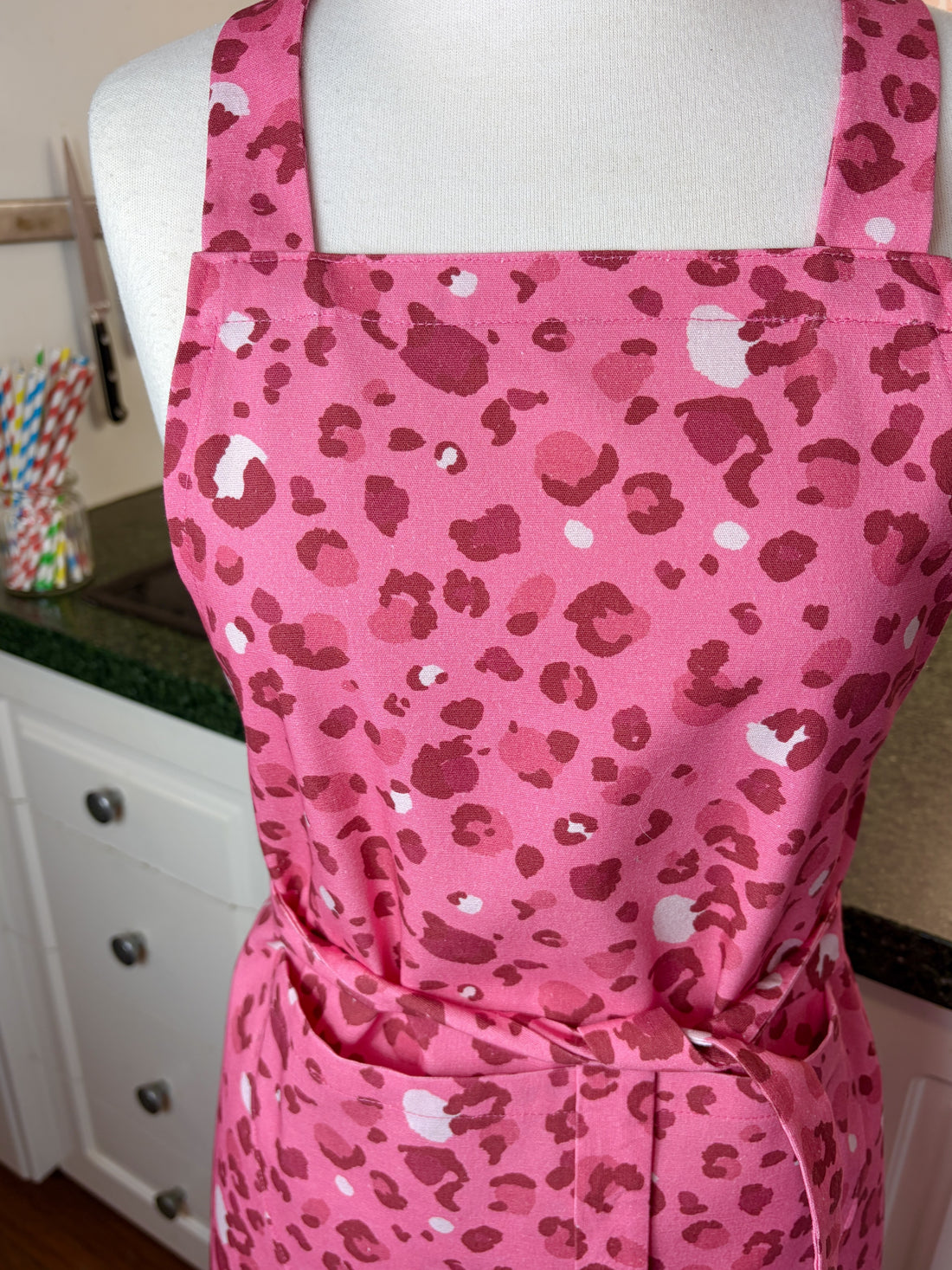 Hot Pink Leopard Print Has This Teen or Petite Adult Apron Standout from the Crowd
