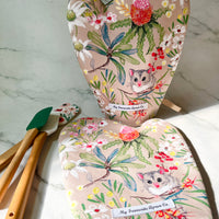 Adorable Possums and Colourful Australian Floral Oven Mitt Set