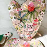 Adorable Possums and Colourful Australian Floral Oven Mitt Set