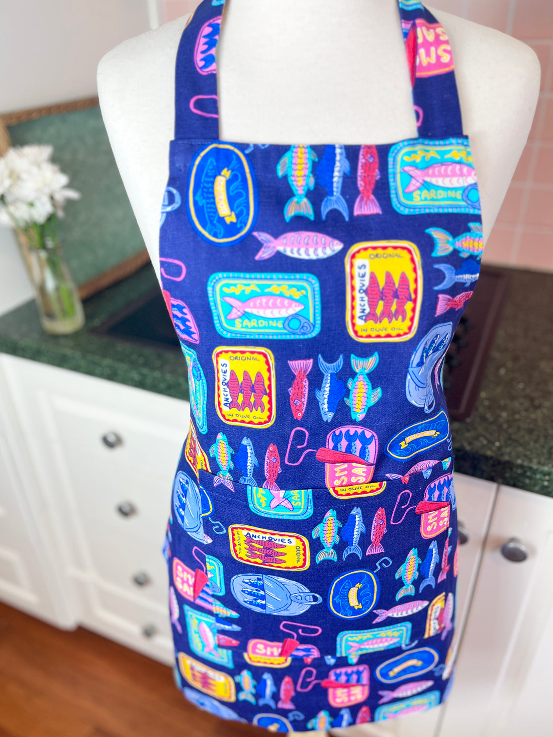 Mediterranean Inspired Teen or Petite Adult Sized Apron