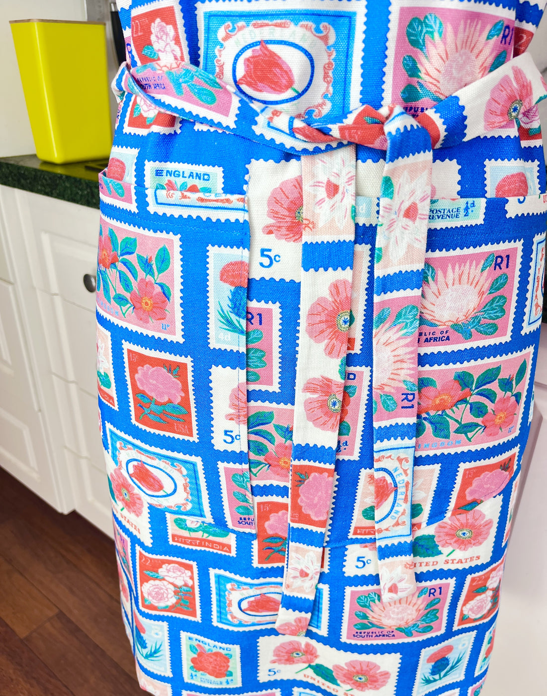 Lots of Vintage Stamps Make This Apron a Retro Delight