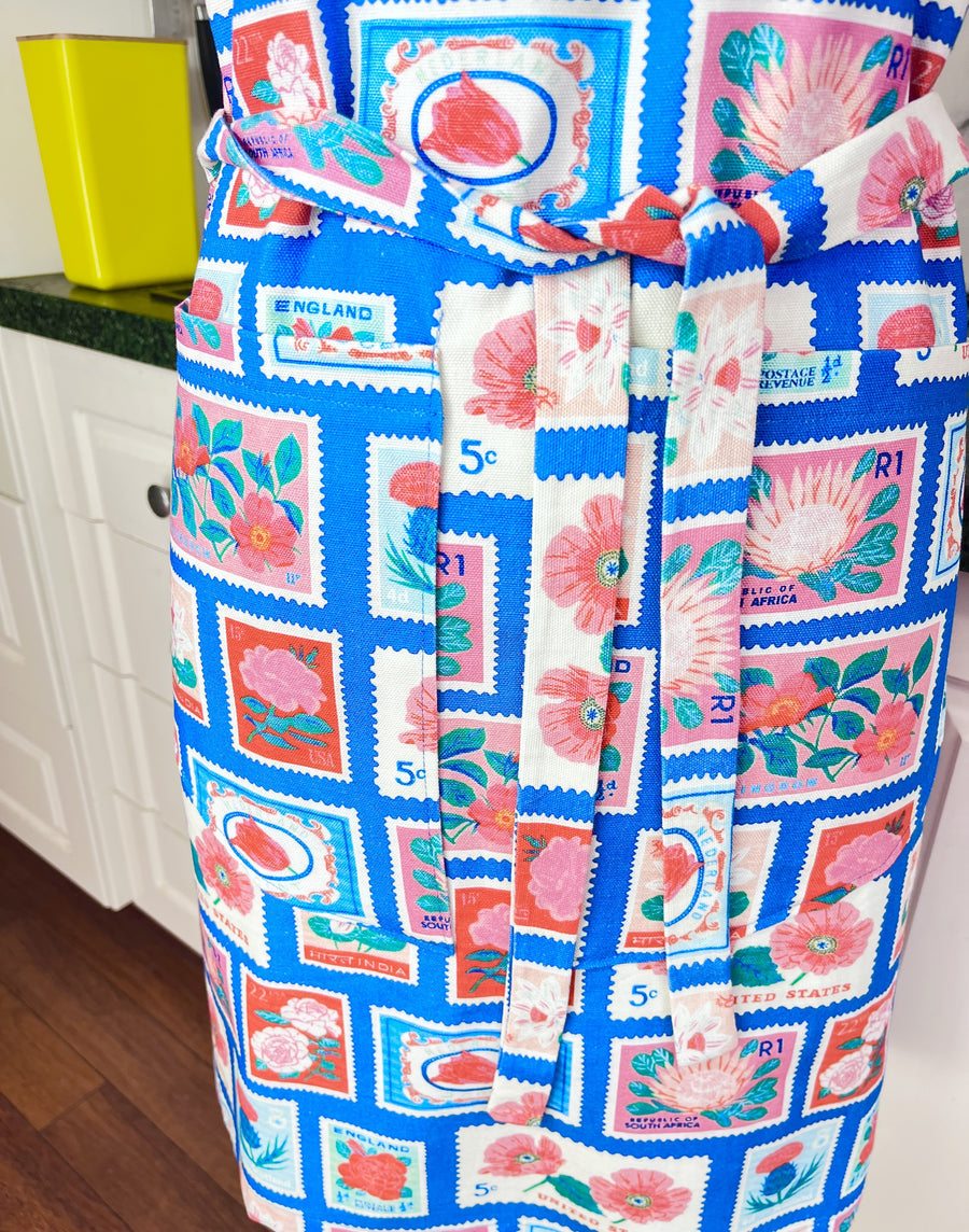 Lots of Vintage Stamps Make This Apron a Retro Delight
