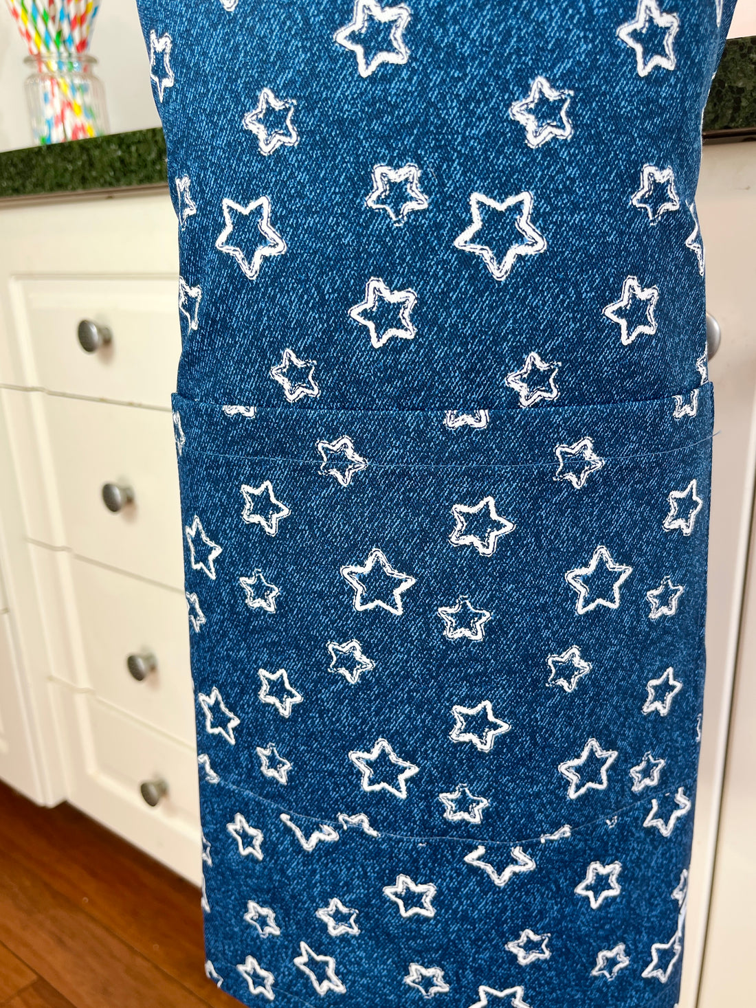 A Denim Blue and Starry Apron for Your Favourite School Aged Kiddo
