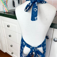A Denim Blue and Starry Apron for Your Favourite School Aged Kiddo